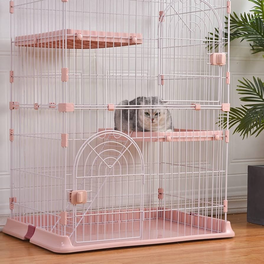 Amazon.co.jp: BTYJLEBE 猫 ケージ 2段 【梯子付き | つまみロック