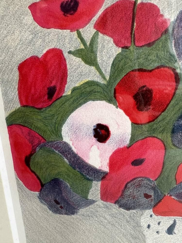 Pierre Bonconpainピエールボンコンパン 赤いアネモネ リトグラフ