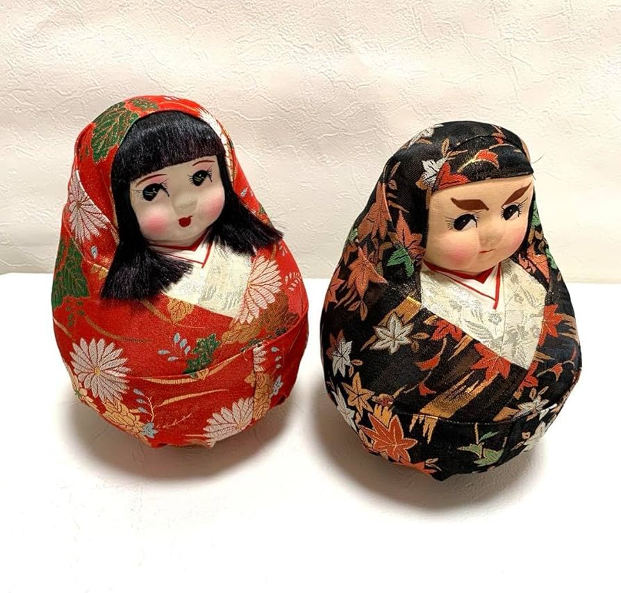 パール武者だるま人形（紫×緑）／レトロ昭和コレクション