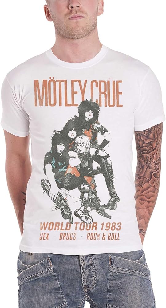 Amazon.com: Motley Crue T Shirt Distressed Vintage World Tour Logo