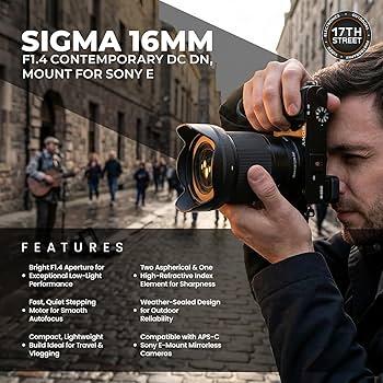 Amazon.com : Sigma 16mm f/1.4 DC DN Contemporary Lens for Sony E
