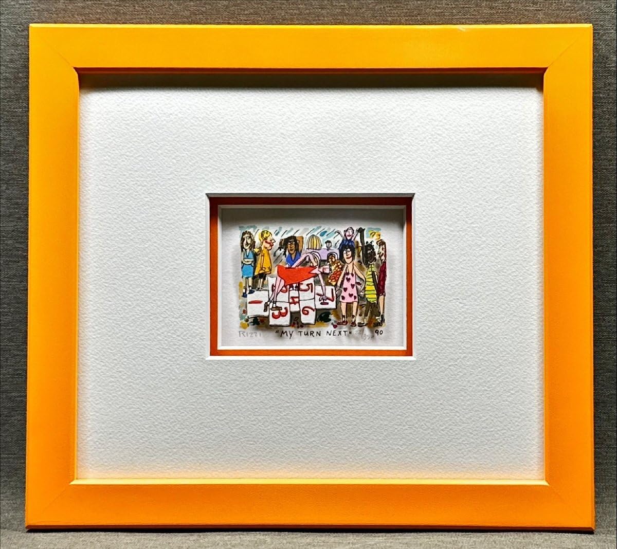 サムホールの花の油絵、モチーフはシクラメン、白額付き、前衛美術家の