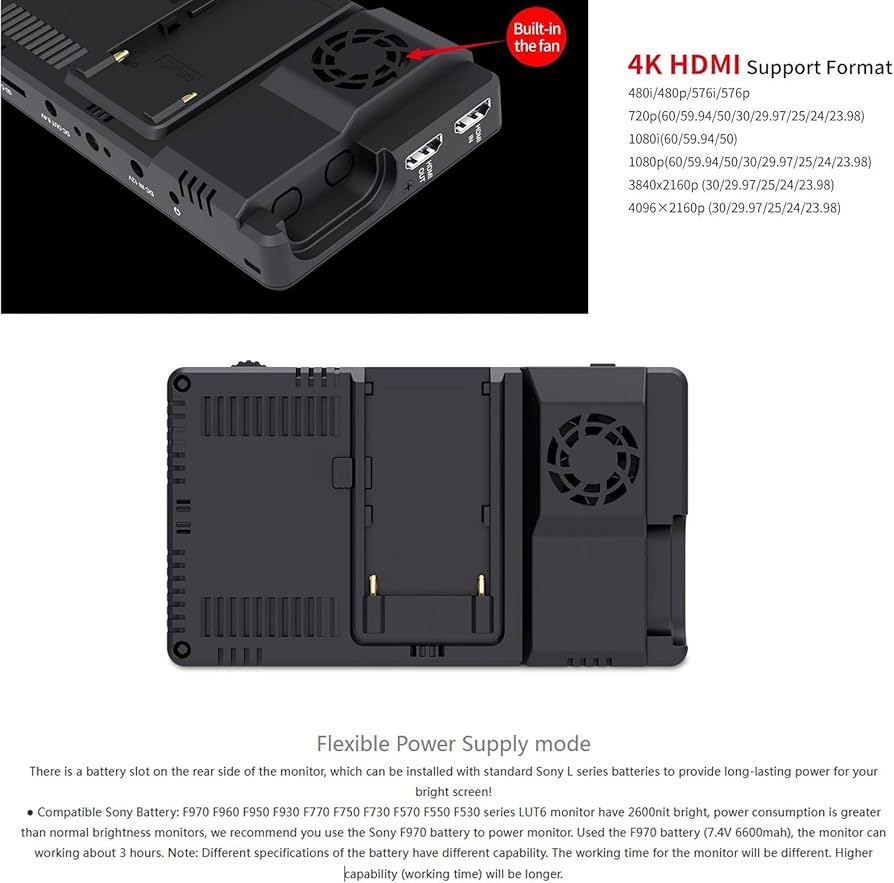 Amazon | FEELWORLD LUT6 + NP-F750バッテリー，6インチ超高輝度