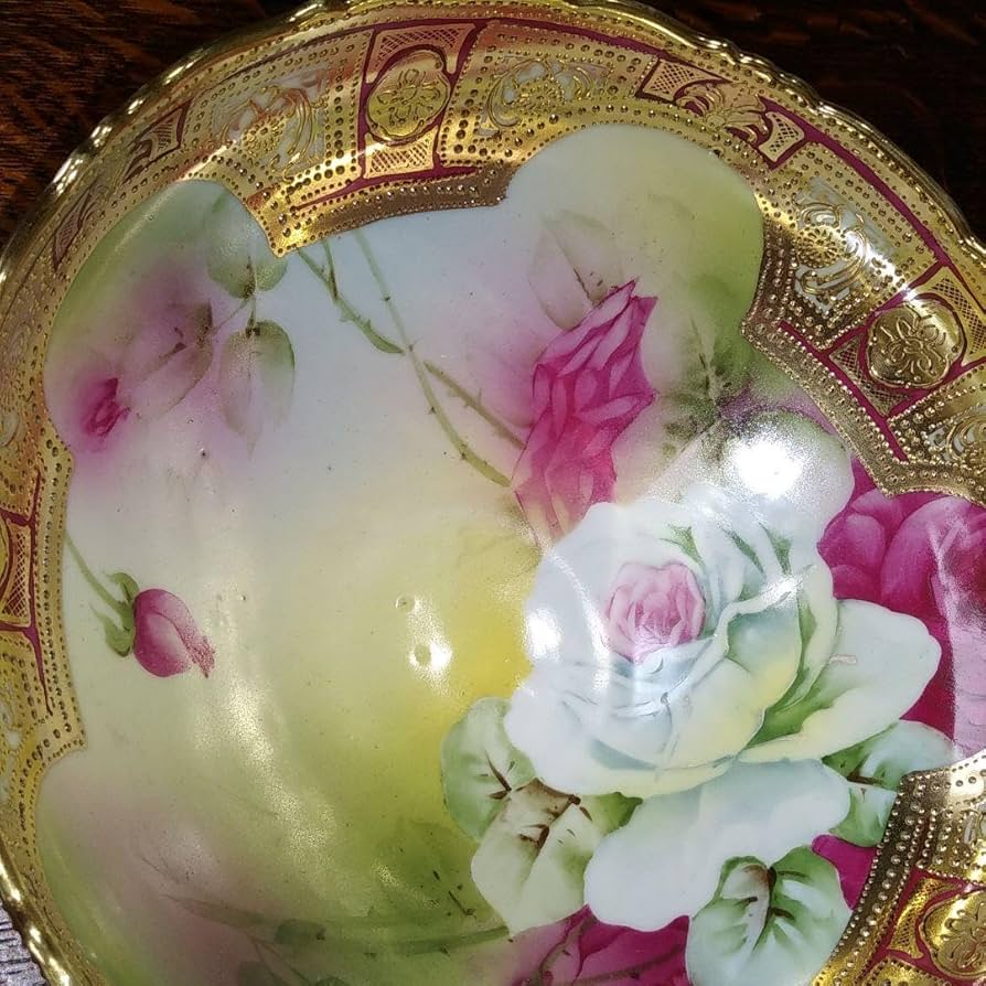 節約 希少 オールドノリタケ メイプルリーフ 白薔薇 パンチボール 希少