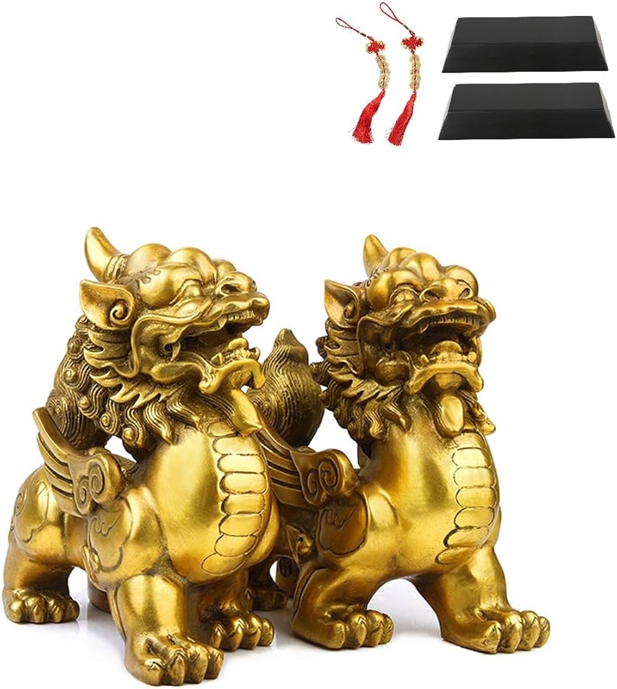 Amazon.co.jp: 貔貅 ヒキュウ 雄雌セット 一対 銅製 風水置物 風水