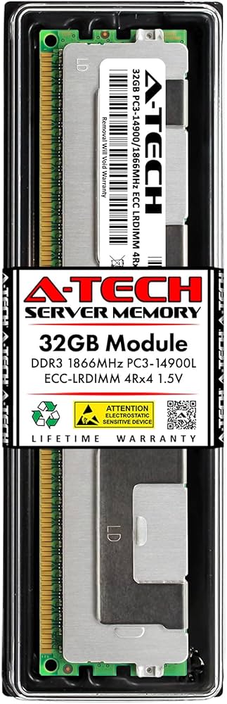 A-Tech 32GB DDR3 1866MHz PC3-14900L ECC LRDIMM 4Rx4 Quad Rank 1.5V