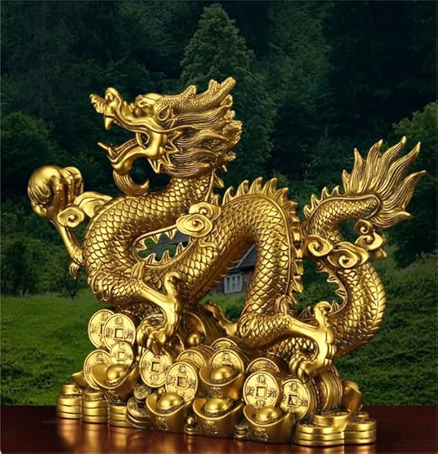 Amazon.co.jp: MengAiGu 龍の置物 龍 置物 昇運金龍 銭龍 龍神 竜の