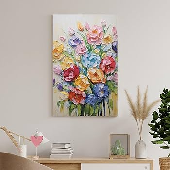 桃色の記憶と花畑F8 キャンバスアクリル画