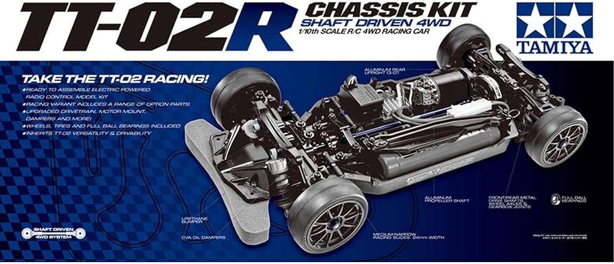 Amazon.com: Tamiya 47326 47326-1:10 RC TT-02R Kit, Remote