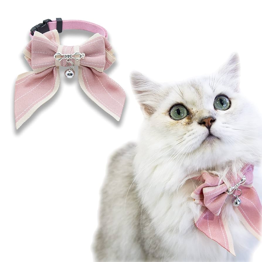 Amazon | 猫 首輪 鈴付き 取り外し可能 かわいい 猫用首輪 少女 リボン