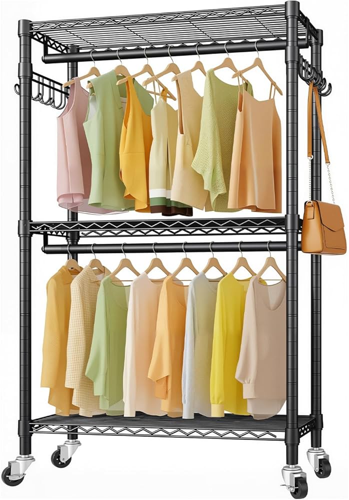 Amazon｜[Junenter]ハンガーラック 大容量 収納 洋服掛け スタンド