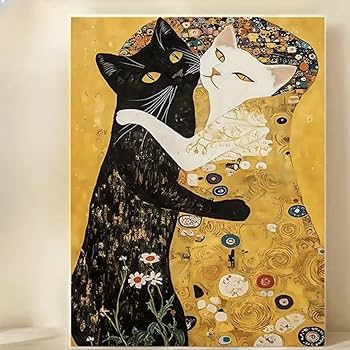 Amazon.co.jp: 【猫たちの抱擁】 クリムトの名作『接吻』オマージュ