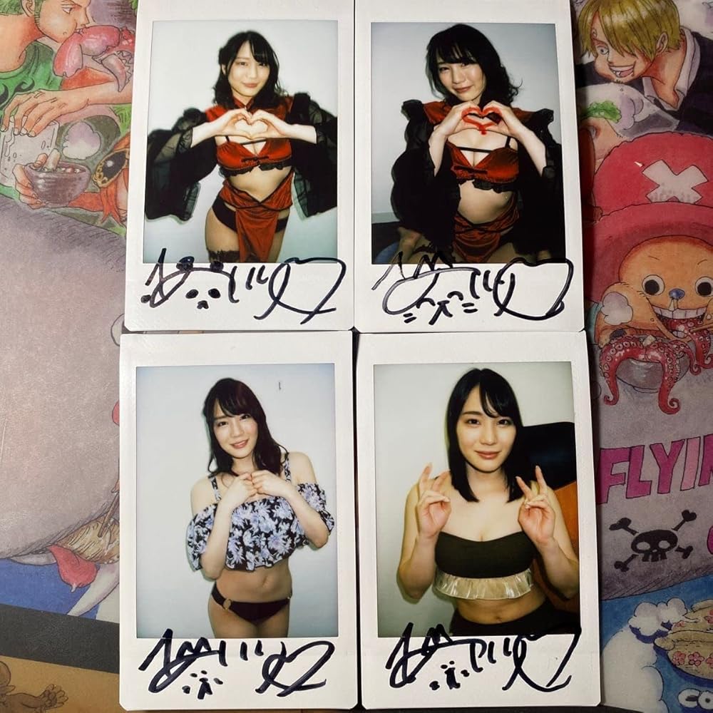 鈴村あいり 直筆サイン入りチェキ チェキ コスプレ ホワイト ブラック