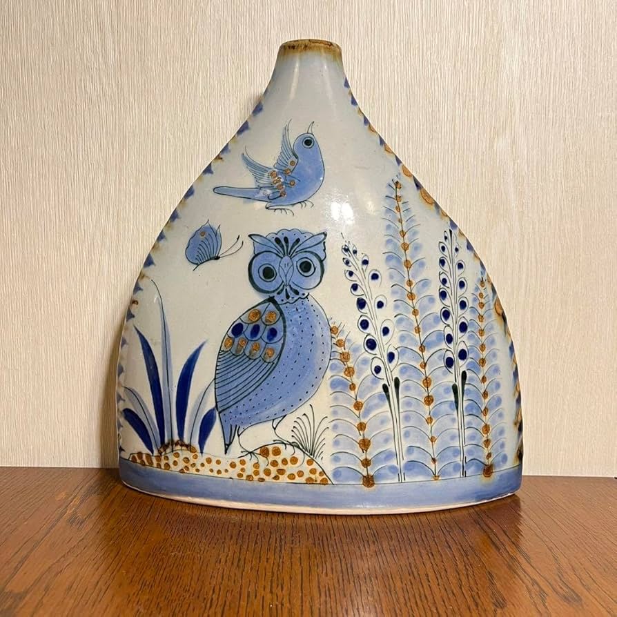 メキシコ＊トナラ焼き 民芸品 フラワーベース 花瓶 グリーン/スクエア