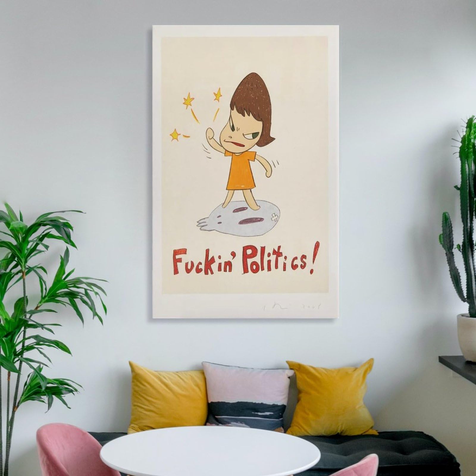 奈良美智 ポスター Fuckin Politics! オフセットリトグラフ 奈良美智