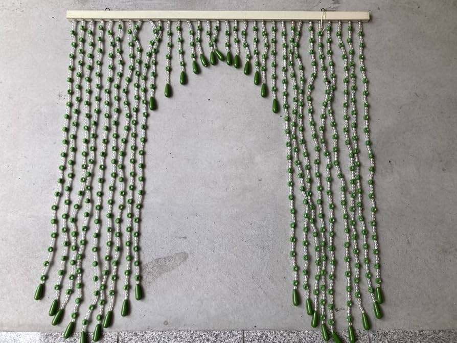 昭和レトロ ポップ 珠暖簾 のれん ビーズカーテン グリーン 昭和レトロ