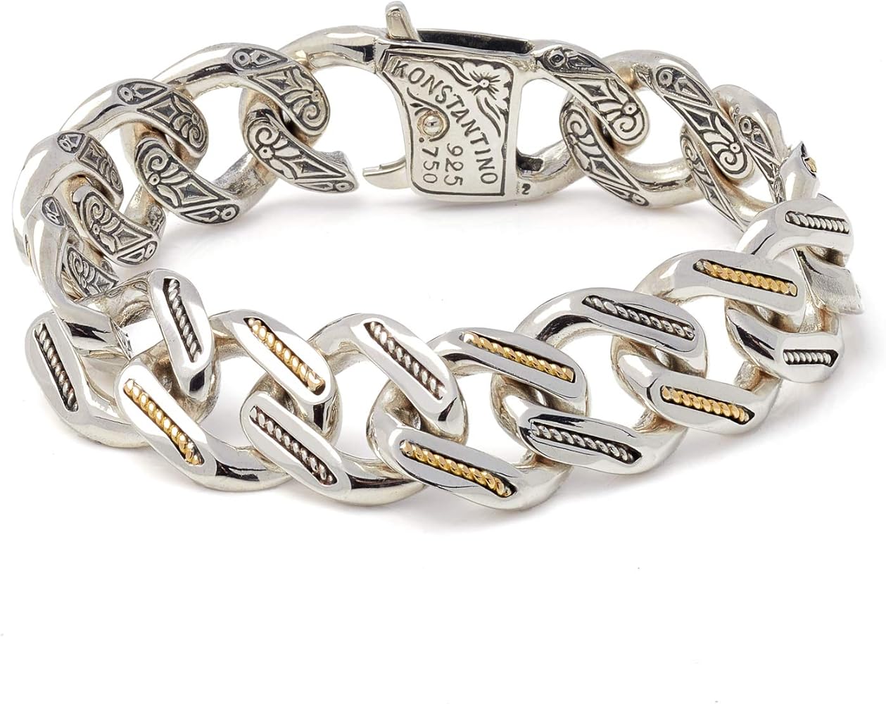 Amazon.com: Konstantino Men's Sterling Silver & 18 Gold Link