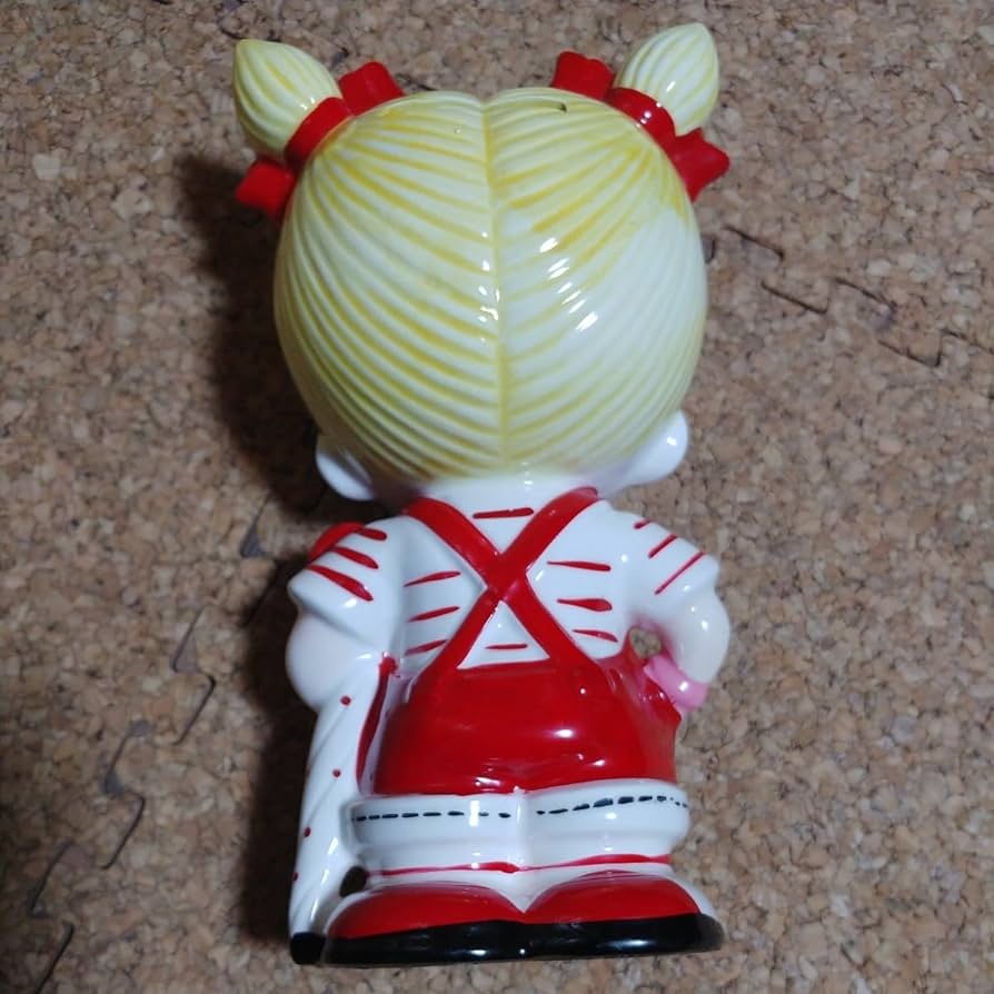 陶器製女の子内藤ルネ貯金箱昭和レトロM iko FUJIKA もんあみ
