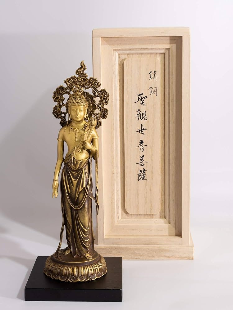 Bフライデー☆ブロンズ製 聖観音菩薩像1.8尺立☆高さ：約93cm B