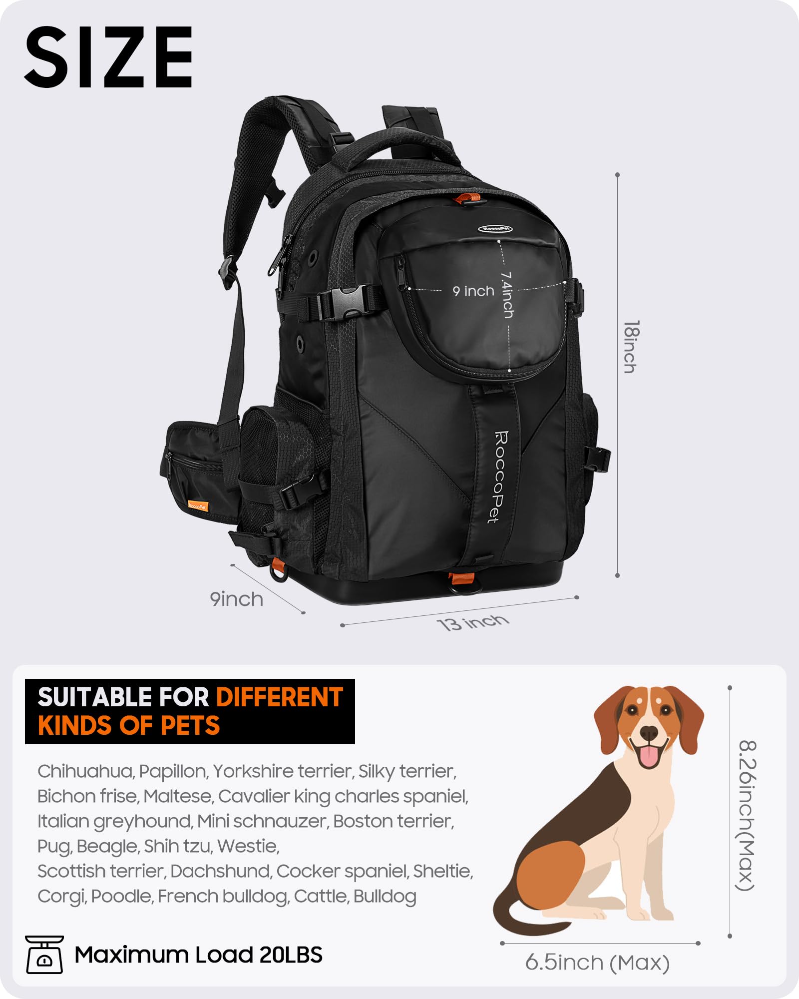 Amazon.co.jp: ROCCOPET ドッグキャリア バックパック ペットキャリア