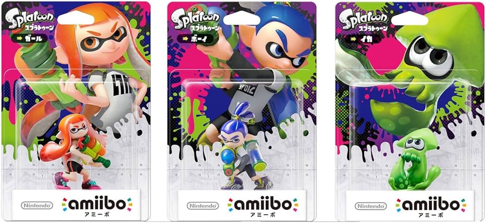 Amazon | amiibo スプラトゥーン 全3種セット ガール ボーイ イカ