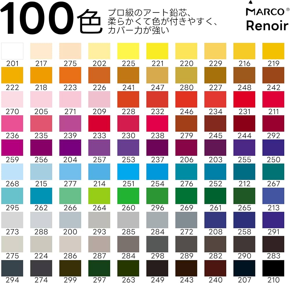 Amazon | MARCO鉛筆 水彩色鉛筆 100色セット 3120型｜水溶タイプ 乾湿