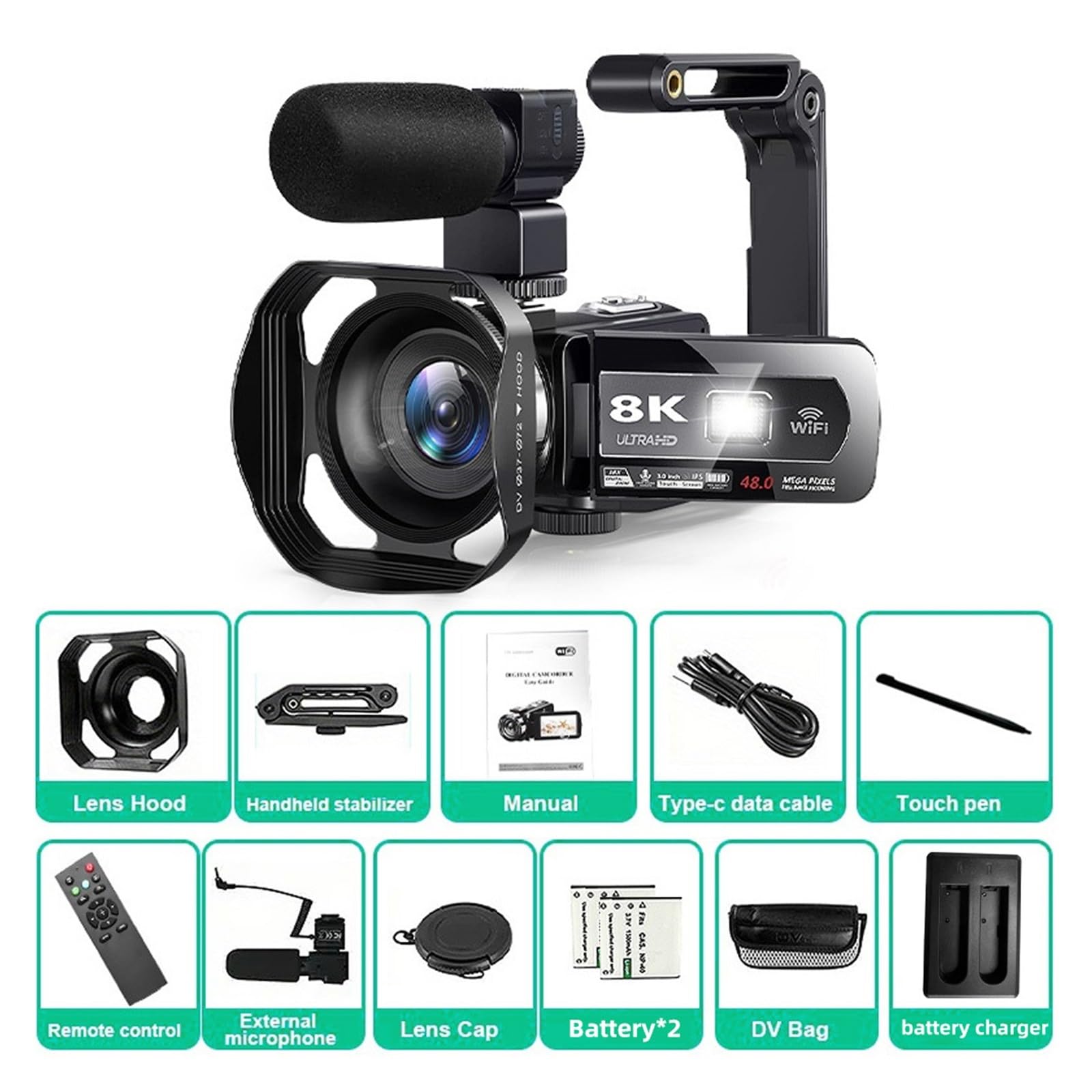 Amazon.co.jp: 8Kビデオカメラ 64MPデジタルビデオカメラ 18倍