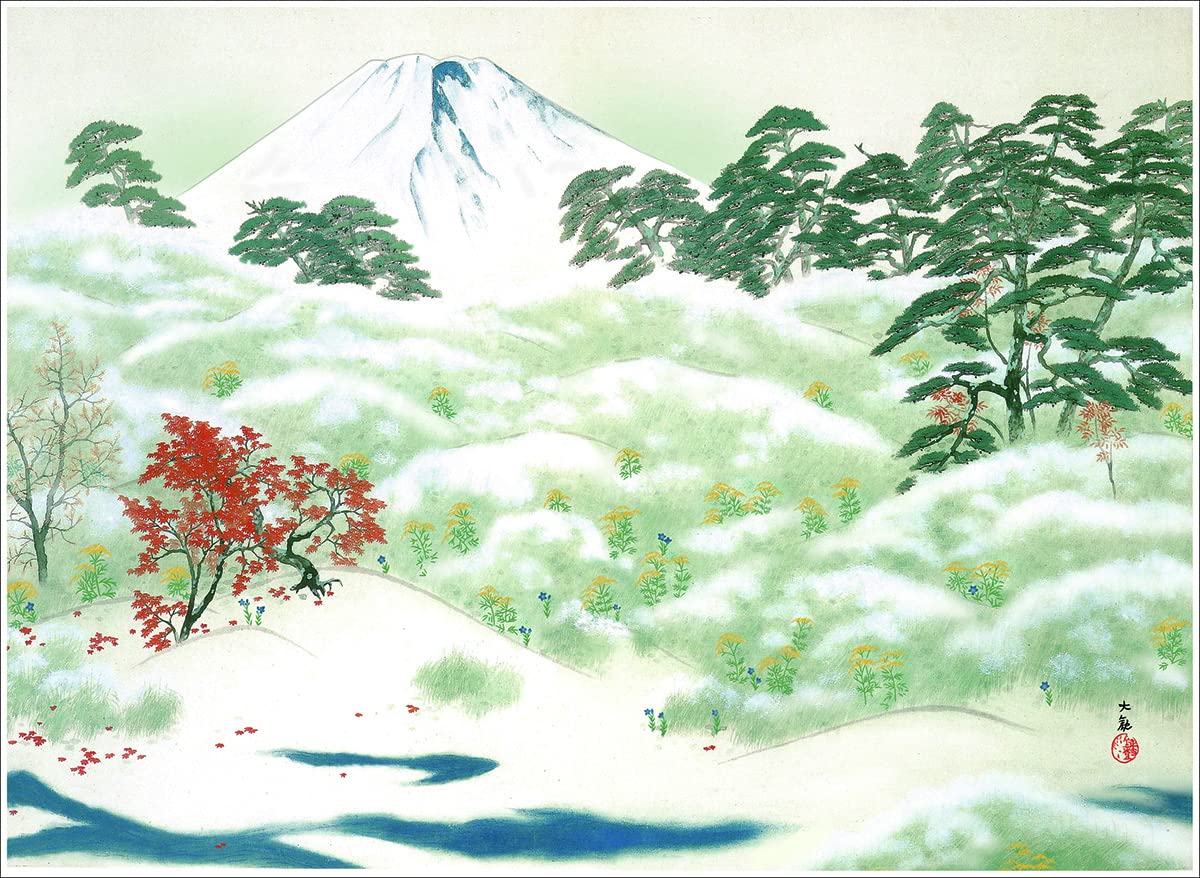 未使用品】横山大観筆霊峰四趣秋木版画【限定400部内 第210番】