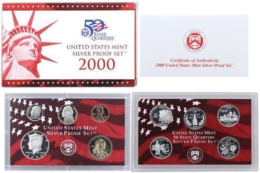 2000 S U.S. Mint Silver Proof Set - 10 Coins - OGP Superb Gem
