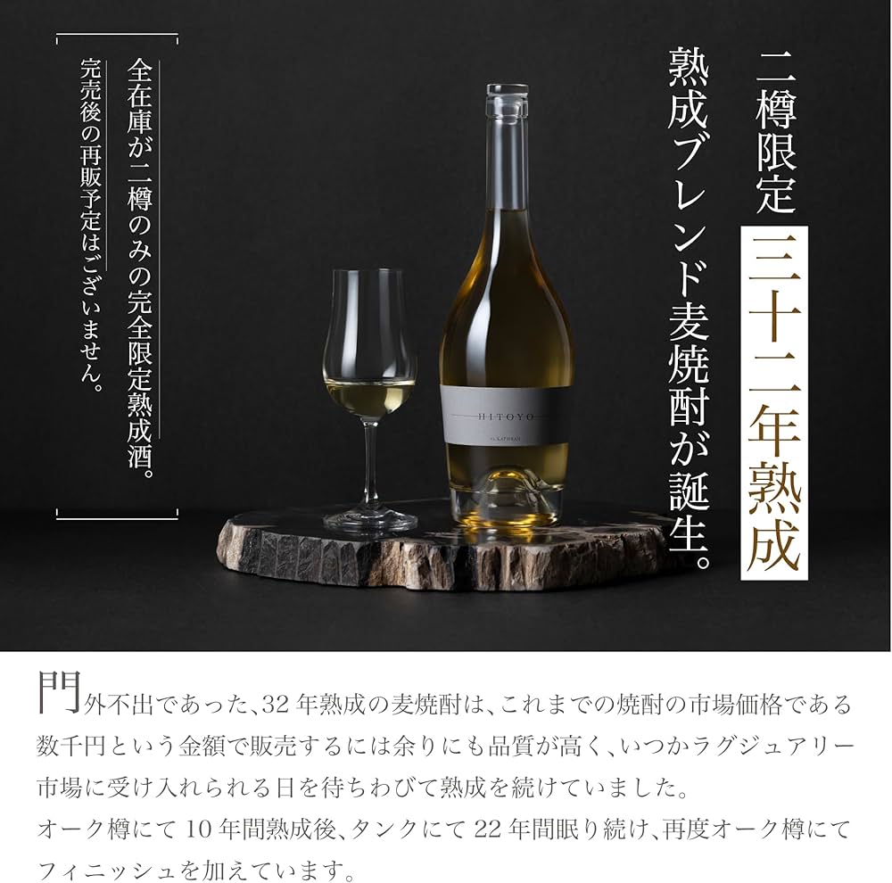 Amazon.co.jp: HITOYO Al Kaphrah 【希少長期熟成焼酎】32年オーク樽