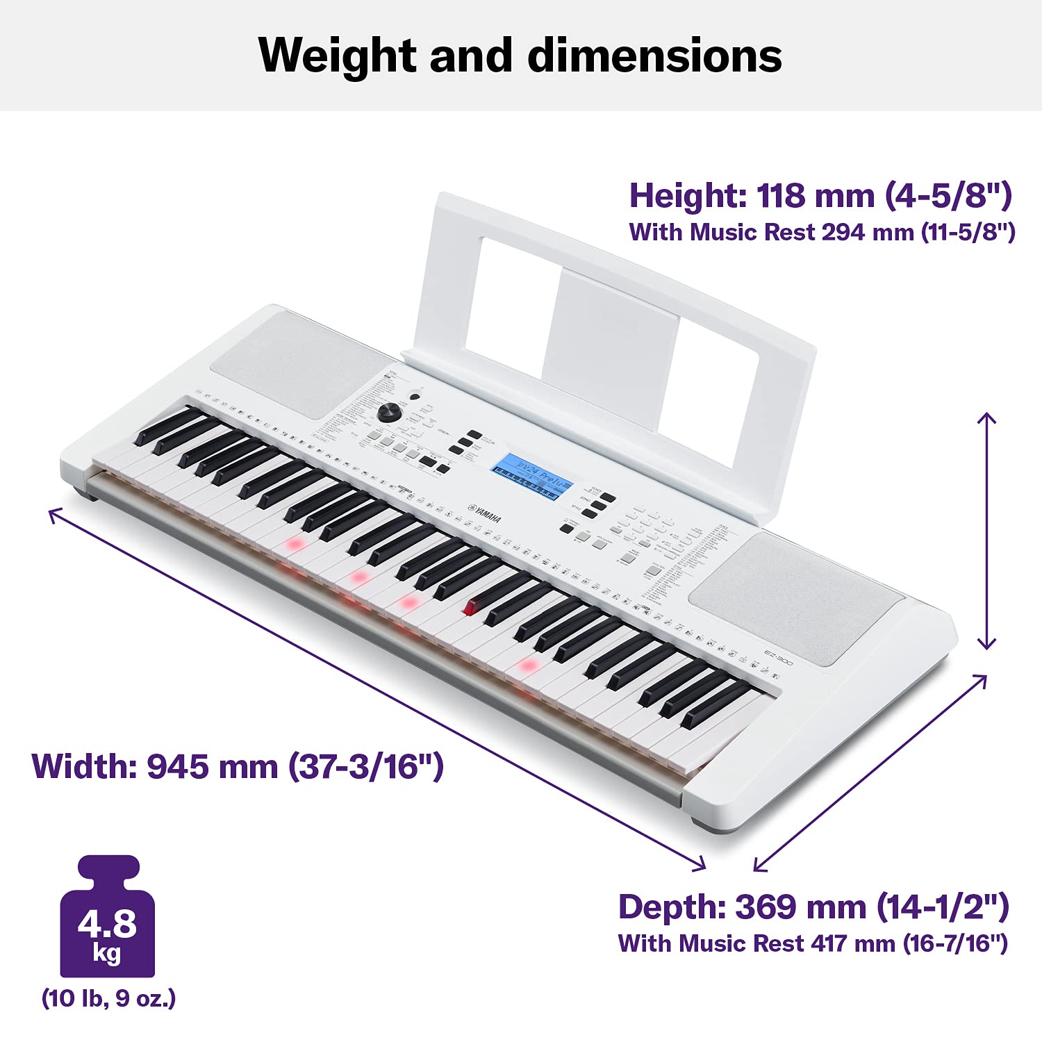Amazon.com: Yamaha EZ300 61-Key Portable Keyboard with Lighted