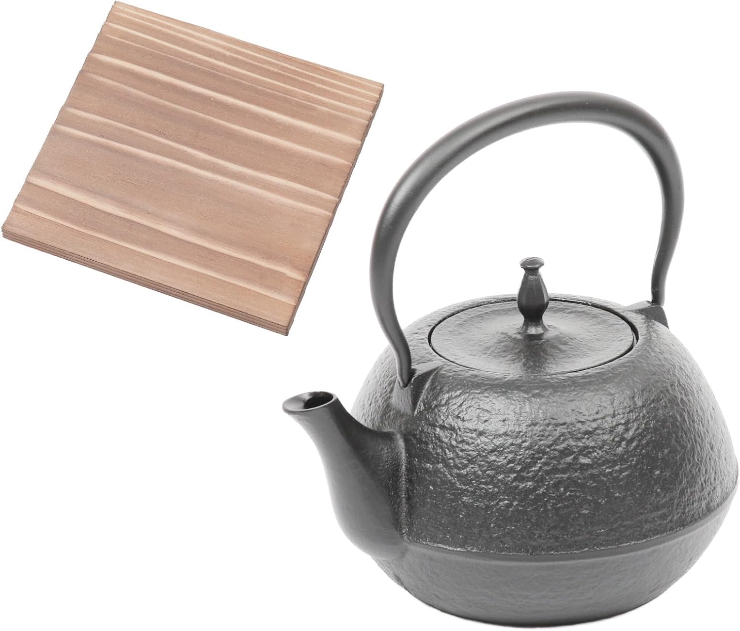 OIGEN】南部鉄器急須／まろみアラレ(白ピンク)＆瓶敷／アラレ14cm