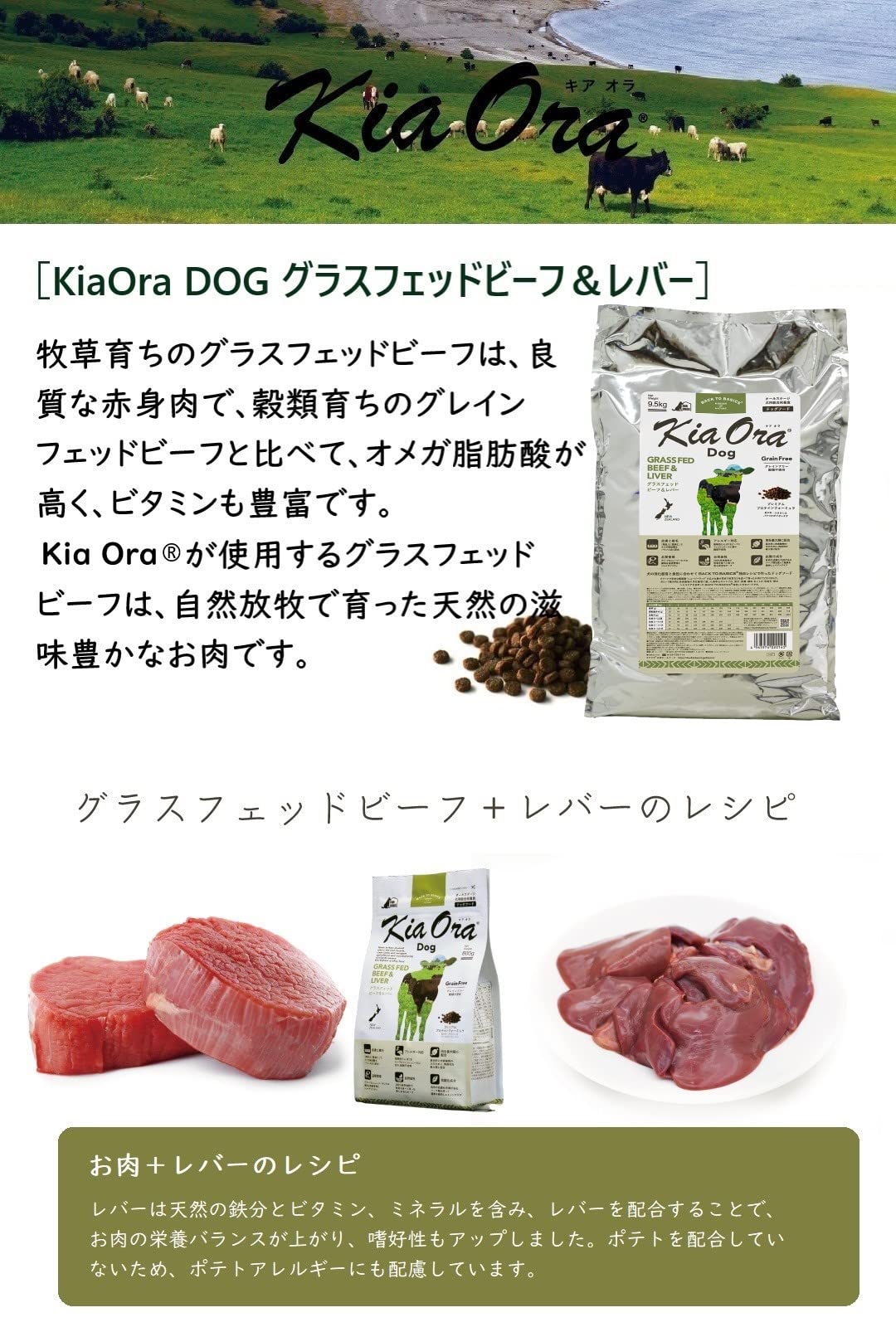 Amazon.co.jp: キアオラ KiaOra ドッグフード グラスフェッドビーフ