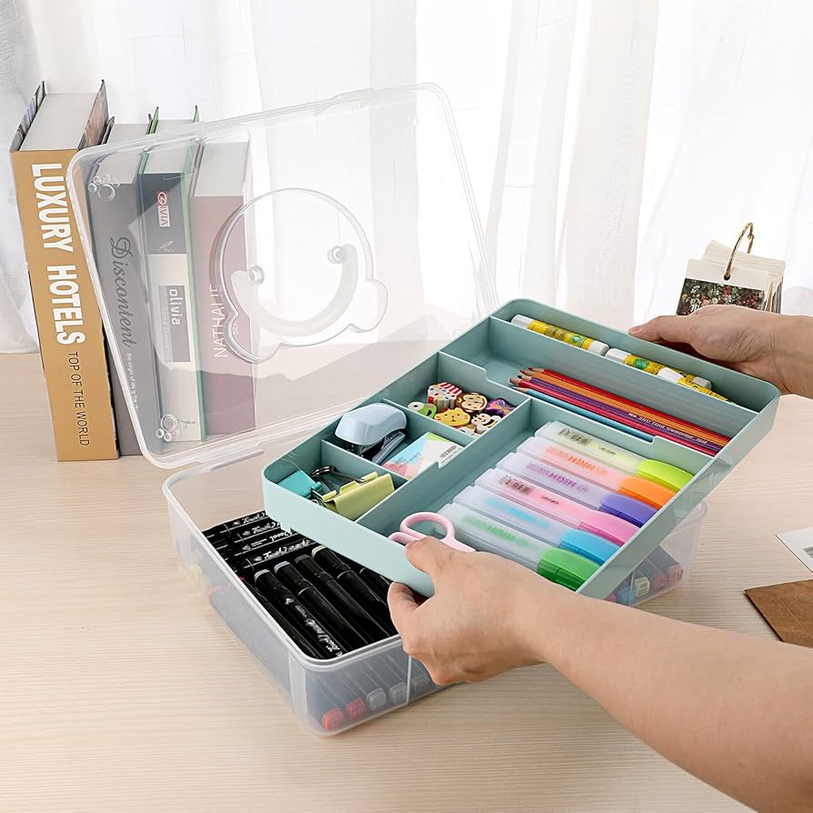 Amazon.co.jp: Sumnacon 収納ケース 二段収納ボックス クリアケース