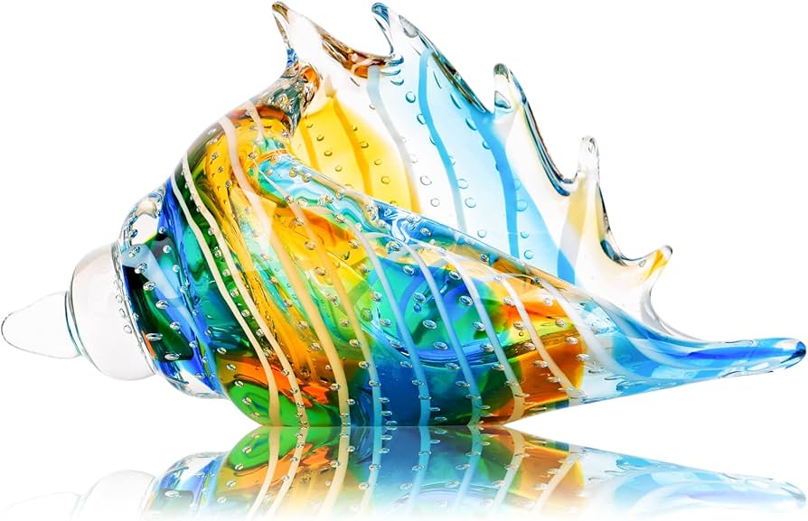 Amazon.co.jp: 手吹きガラス 巻貝 置物 コレクターズクリスタルガラス