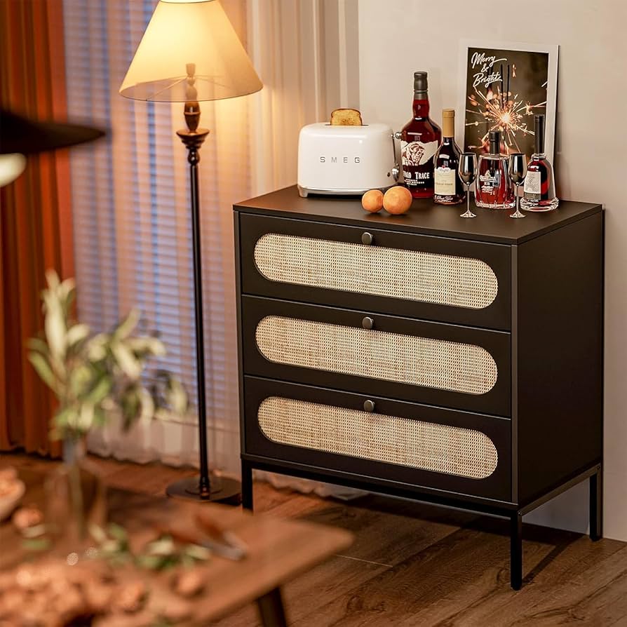 Amazon｜IKIFLY ラタン 収納チェスト 引き出し 木製 タンス チェスト