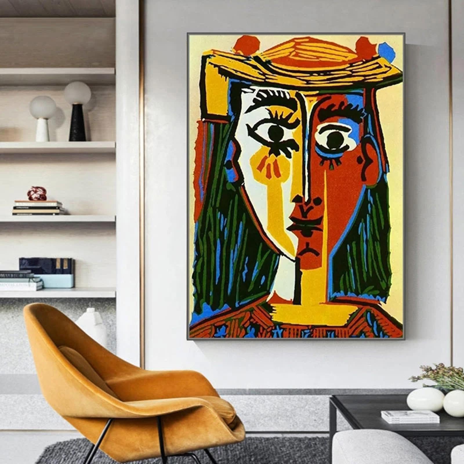 Amazon.co.jp: モダンアートの有名なアートワーク ピカソ 帽子をかぶっ