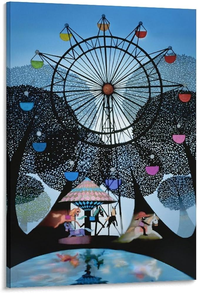 Amazon.co.jp: 藤城清治 観覧車のある風景 絵画 ポスター 工芸品の装飾