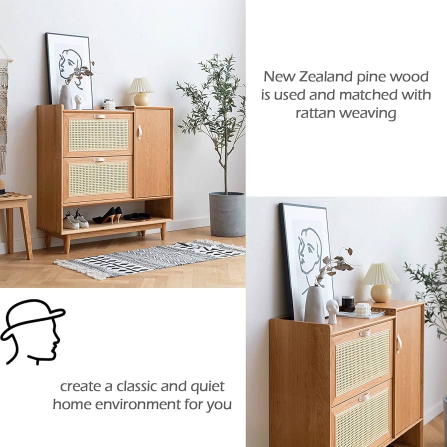 Amazon｜ZXK シューズボックス 木製 下駄箱 靴棚 大容量 ナチュラル