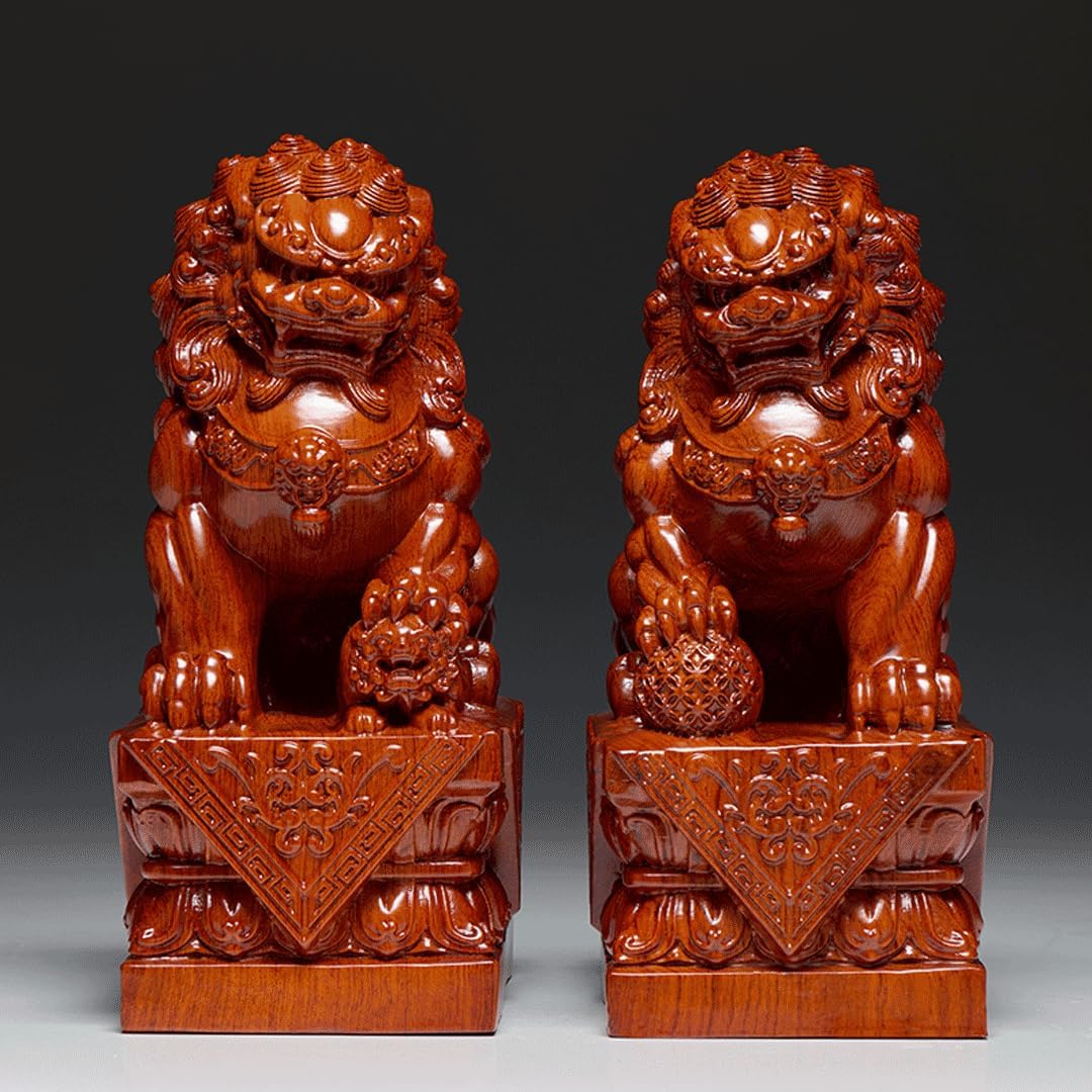 最強の守護者 真鍮製 シーサー 獅子 狛犬像2体セット 最強の守護者