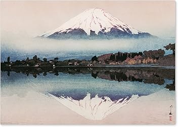 吉田博、【北海波静 利尻山】、希少・大判豪華画集画、新品高級額