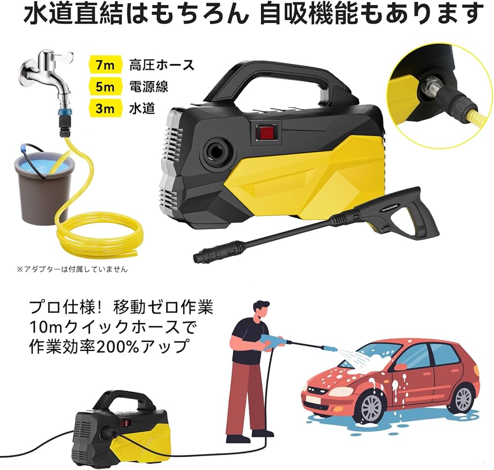 Amazon | 高圧洗浄機【A4用紙サイズ・超軽量2.85kg・2026年新登場