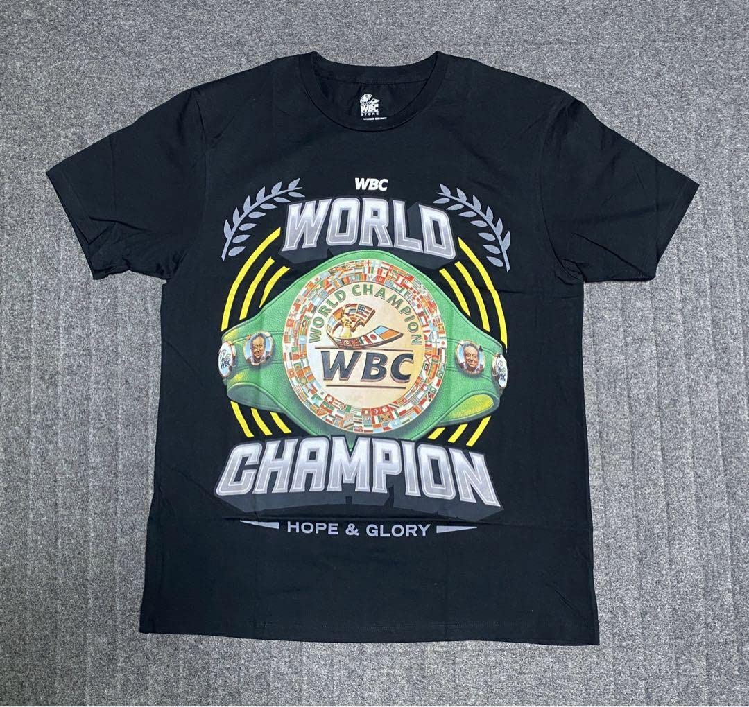 WBC公式☆ボクシング チャンピオンベルト 両面プリント 半袖Tシャツ 黒