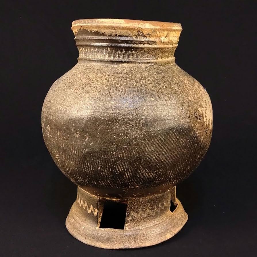 朝鮮美術 須恵器 新羅土器 新羅無釉土 合子 盒子 時代箱付 V