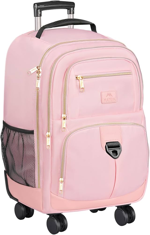 Amazon.com: MATEIN Pink Rolling Backpack, 18 inch Womens Roller