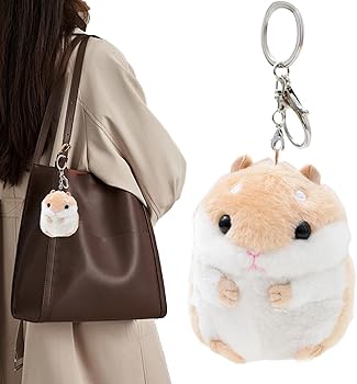 ちょ〜可愛い グレーのハムスター モコフワ ぬいぐるみ キーホルダー