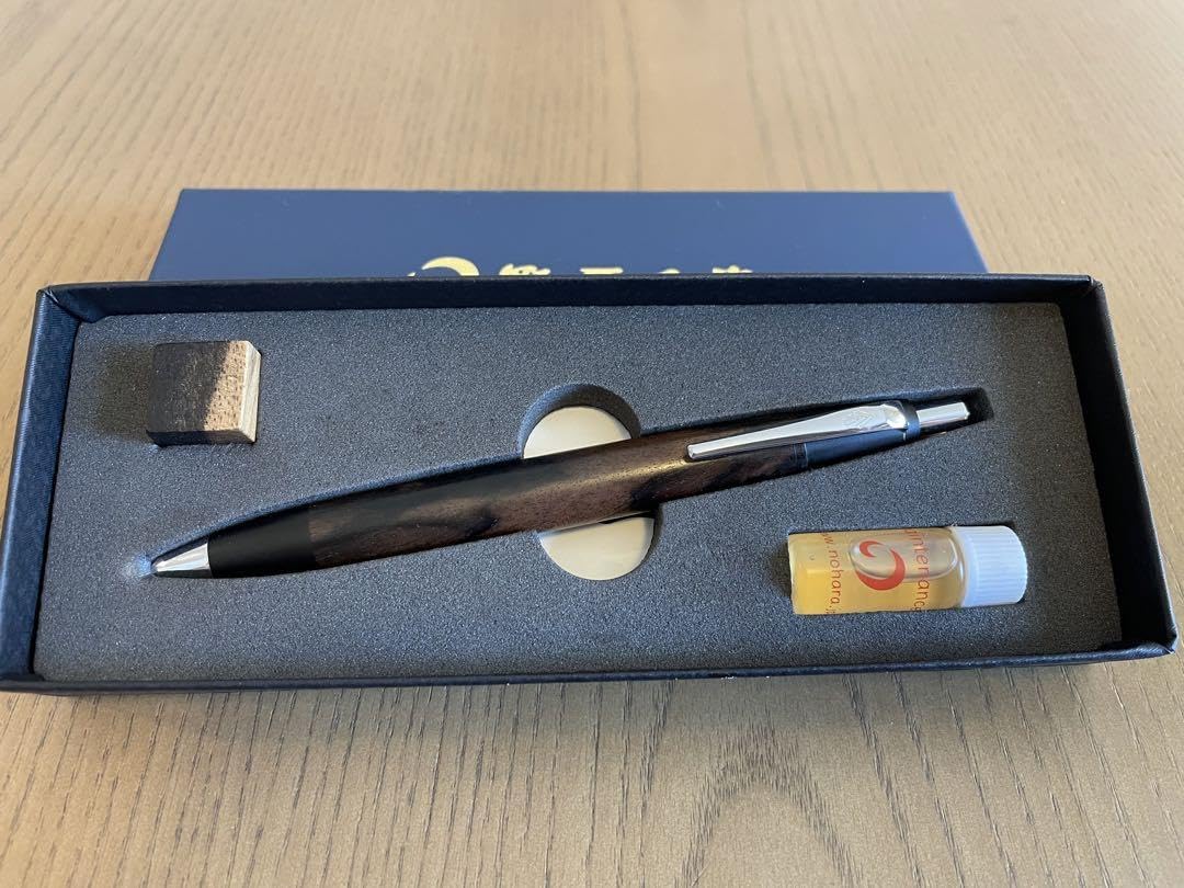 野原工芸 特上黒柿 ボールペン ロータリー シルバーSANZOクリップ