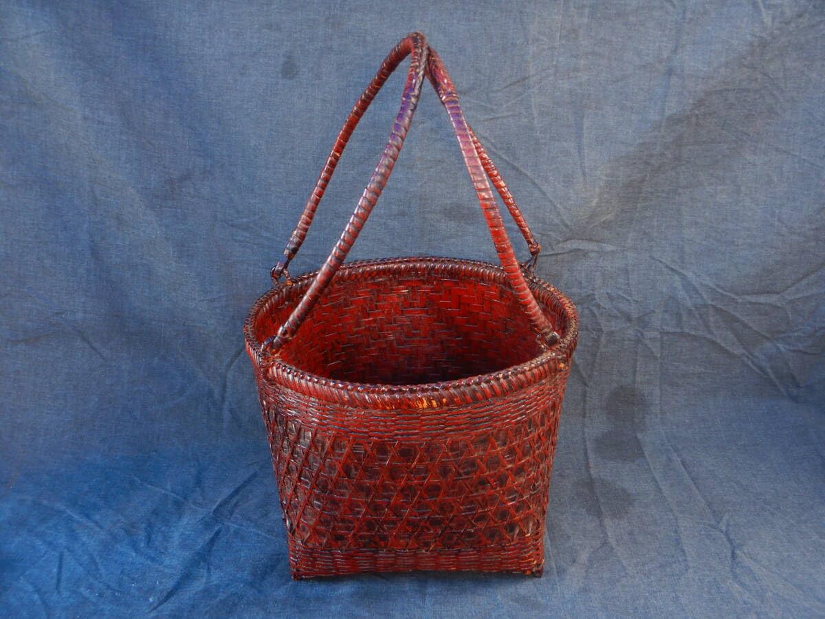 山本竹龍斎造紫竹編鳥府/共箱】 煎茶道具竹工芸竹