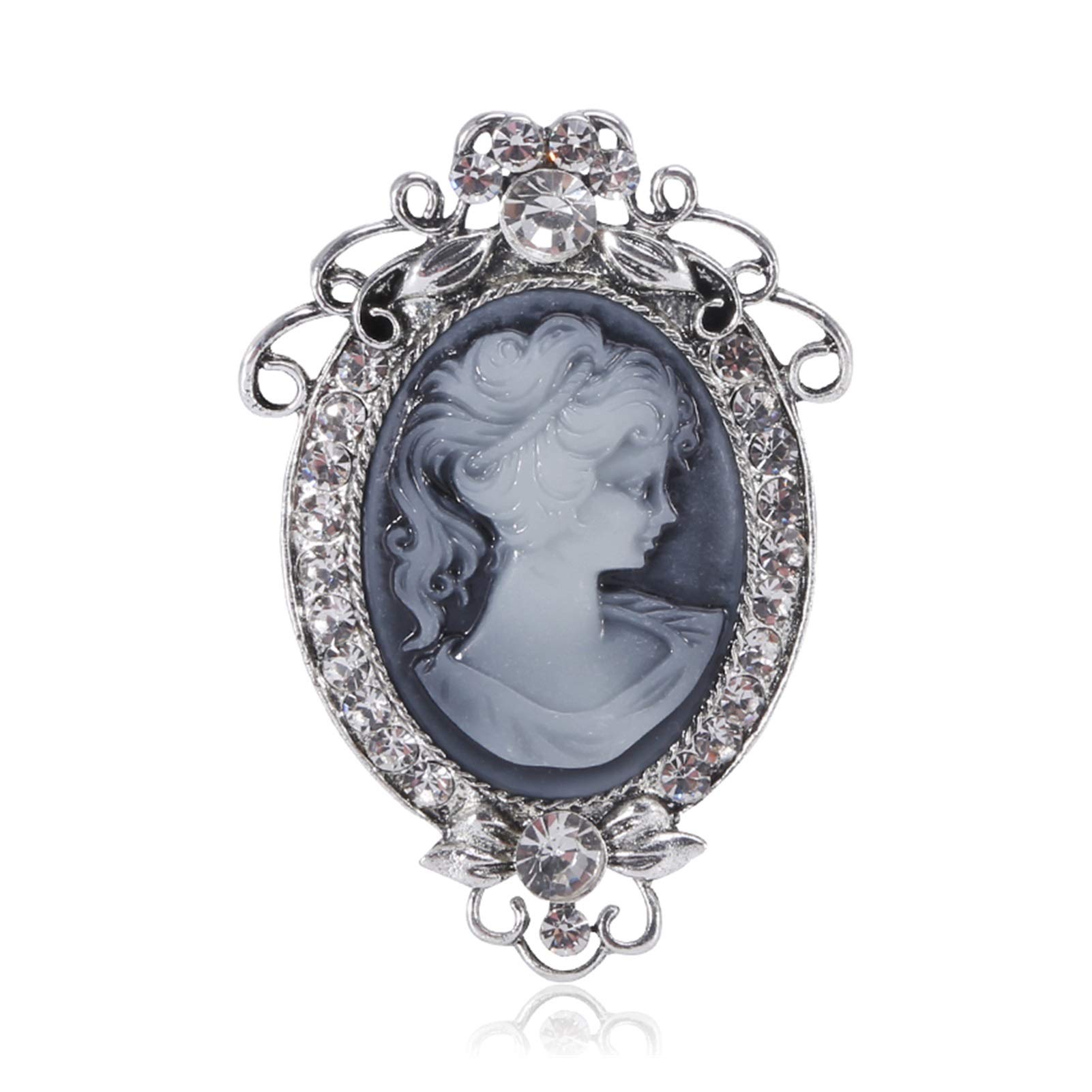 Amazon.co.jp: ブローチ ビンテージ2色の女性のイラストブローチの