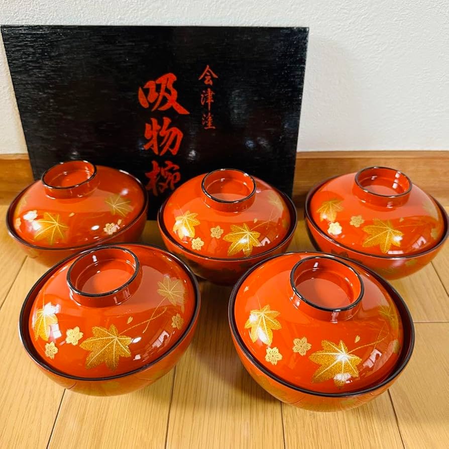 ◇木質 漆器 吸物椀 5客 未使用品◇